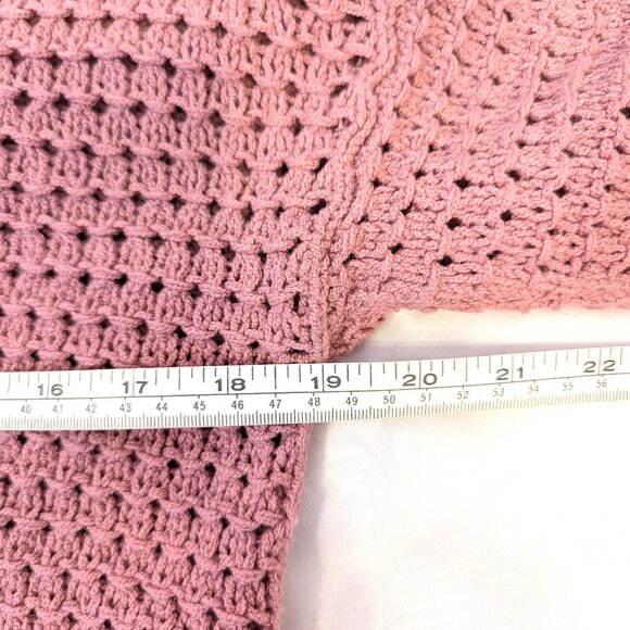 Madewell | Oversized Open-Stitch Summer Sweater Pink Austen Pullover | Size XS - Picture 10 of 11